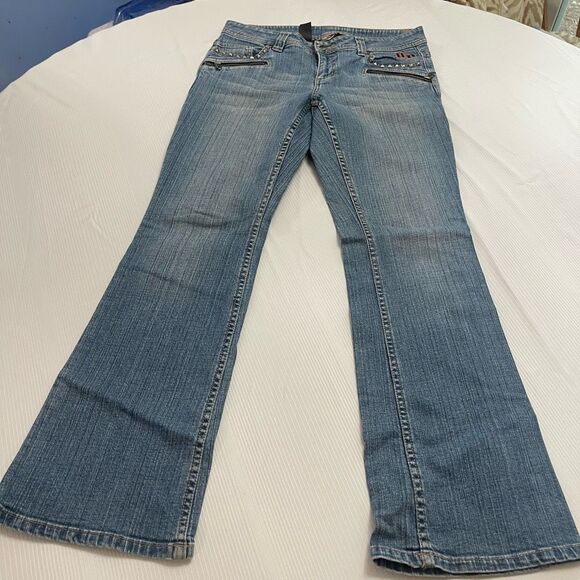 Harley Davidson Women’s Studded Bootcut Denim Jeans Size 8 - Picture 1 of 9